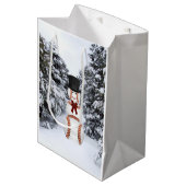 Baseball-Schneemann Mittlere Geschenktüte (Vorderseite Schrägansicht)