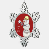 Baseball-Schneemann Schneeflocken Zinn-Ornament (Rechts)