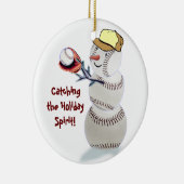 Baseball-Schneemann-Weihnachtsgeschenk-Verzierung Keramikornament (Rechts)