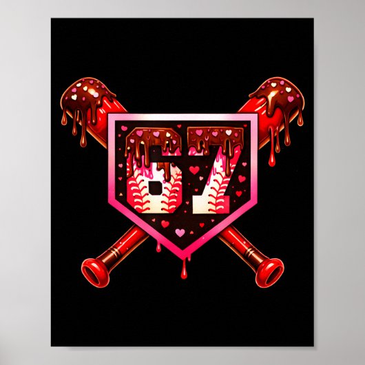 Baseball-Schokoladen-Drip 67 Valentinstag-Liebe-Ma Poster (Vorne)