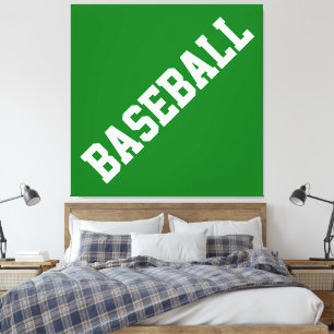 BASEBALL Schräg Weiß Athletik Text Auf Hellgrün Leinwanddruck
