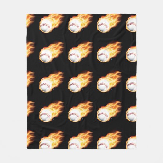 Baseball Schwarz Fleecedecke (Vorderseite)