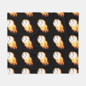 Baseball Schwarz Fleecedecke (Vorderseite (Horizontal))