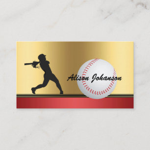 Baseball-Schwerpunkt mit weiblicher Silhouette Bas Visitenkarte