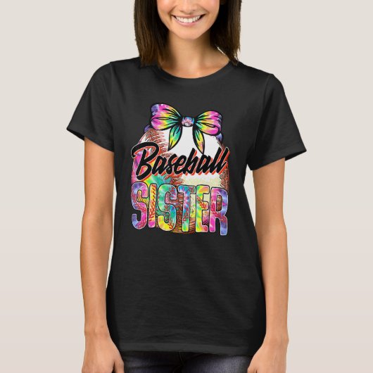 Baseball-Schwester Süße Tie-Dye-Baseball-Glücklich T-Shirt (Vorderseite)