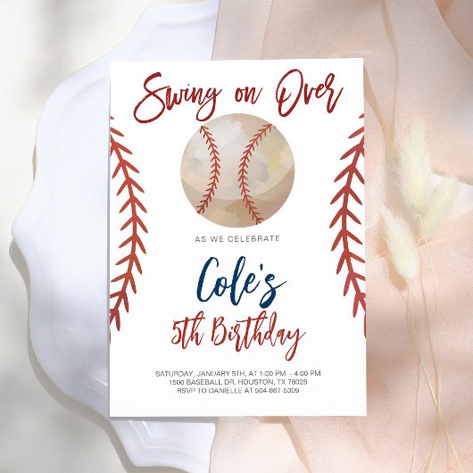 Baseball-Schwung-über-Geburtstag Einladung