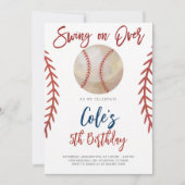 Baseball-Schwung-über-Geburtstag Einladung (Vorderseite)