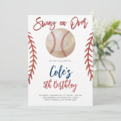 Baseball-Schwung-über-Geburtstag Einladung (Stehend Vorderseite)
