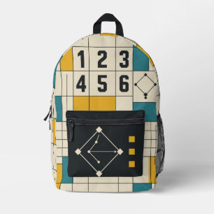 Baseball-Scorecard-Cream-Teal-Senf-Rucksack Bedruckter Rucksack