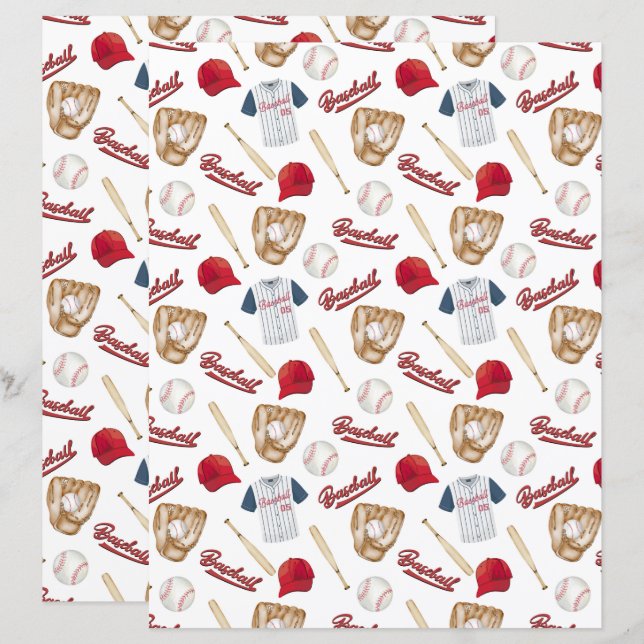 Baseball Scrapbook Paper (Vorne/Hinten)