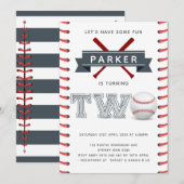 Baseball Second Birthday Boy Einladung (Vorne/Hinten)