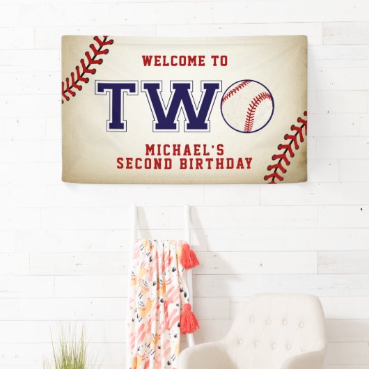 Baseball Second Geburtstag Banner (Insitu)