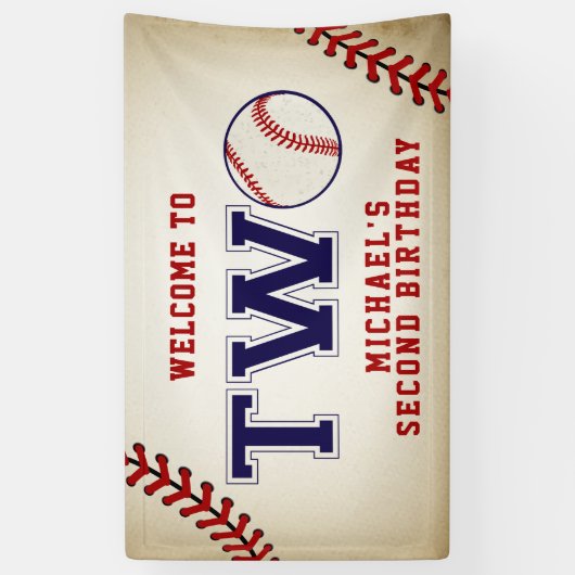 Baseball Second Geburtstag Banner (Vertikal)