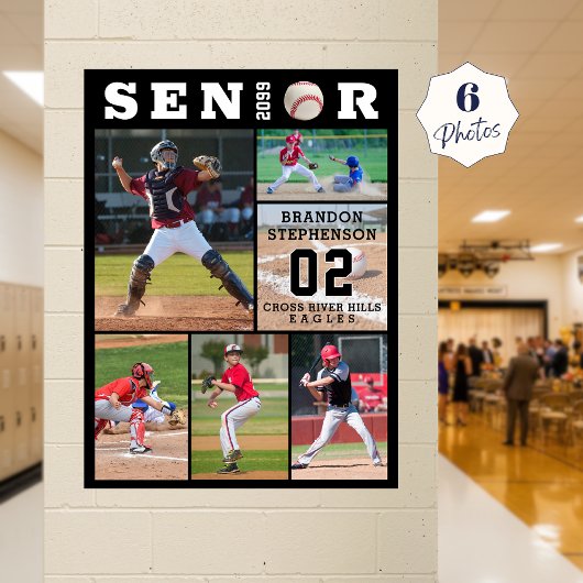 Baseball Senior Abschluss 6 FotoCollage Poster