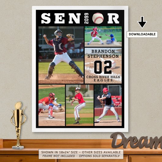 Baseball Senior Abschluss 6 FotoCollage Poster