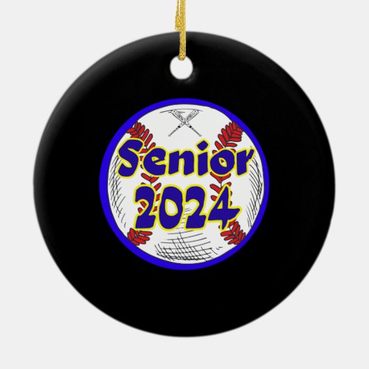 Baseball Senior Class 2024 Keramik Ornament (Hinten)
