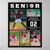 Baseball Senior Graduation 5 Photo Collage Poster (Vorne)