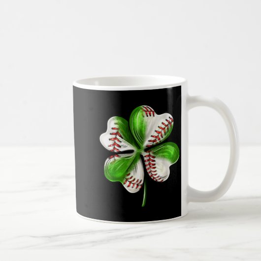 Baseball Shamrock St Patrick's Day Clover With Bas Kaffeetasse (Rechts)