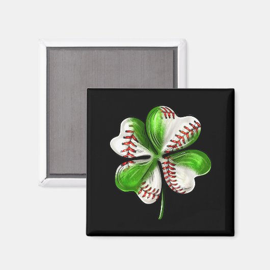 Baseball Shamrock St Patrick's Day Clover With Bas Magnet (Vorderseite/Rückseite)