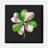 Baseball Shamrock St Patrick's Day Clover With Bas Magnet (Vorne)