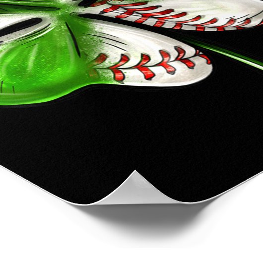 Baseball Shamrock St Patrick's Day Clover With Bas Poster (Ecke)
