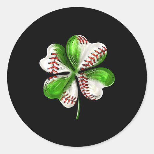 Baseball Shamrock St Patrick's Day Clover With Bas Runder Aufkleber (Vorderseite)