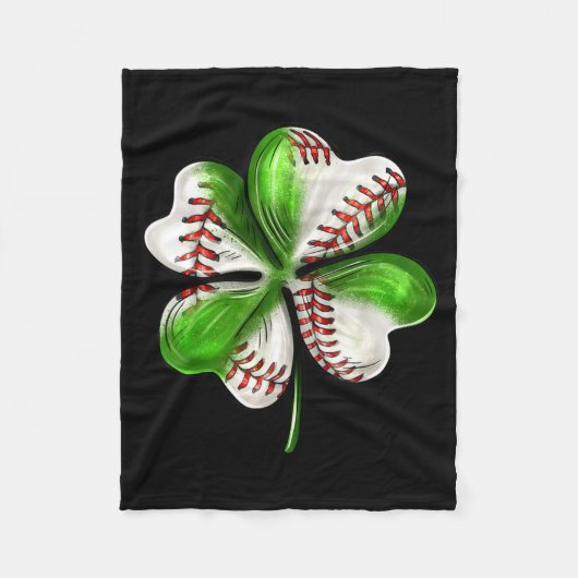 Baseball Shamrock St. Patrick's Day Kleeblatt Mit Fleecedecke (Vorderseite)