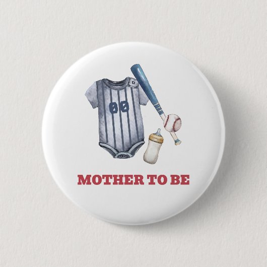 Baseball-Shirt Flasche Mutter-To-Be-Baby-Party  Button (Vorderseite)