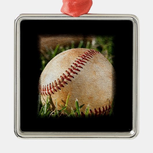 Baseball Silbernes Ornament (Vorne)