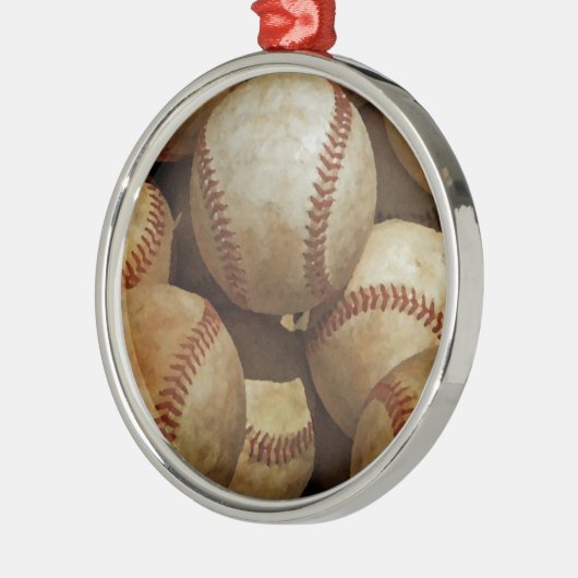 Baseball Silbernes Ornament (Links)