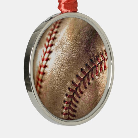 Baseball Silbernes Ornament (Rechts)