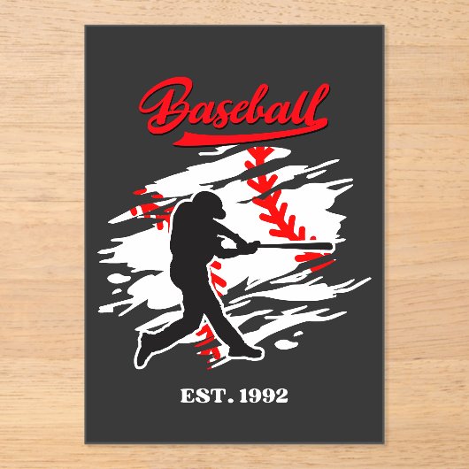 Baseball Silhouette Graphic Design – EST. 1992 Acryleinladungen (Vorderseite)