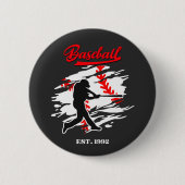 Baseball Silhouette Graphic Design – EST. 1992 Button (Vorderseite)