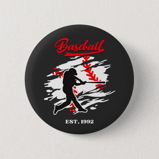 Baseball Silhouette Graphic Design – EST. 1992 Button (Vorderseite)