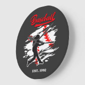 Baseball Silhouette Graphic Design – EST. 1992 Große Wanduhr (Winkel)