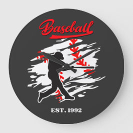 Baseball Silhouette Graphic Design – EST. 1992 Große Wanduhr