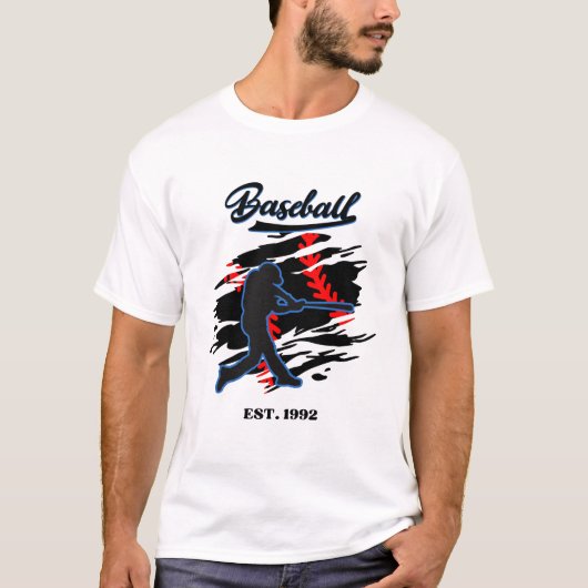 Baseball Silhouette Graphic Design – EST. 1992 T-Shirt (Vorderseite)