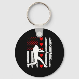 Baseball-Silhouette Herz USA-Flagge Herzen amerika Schlüsselanhänger