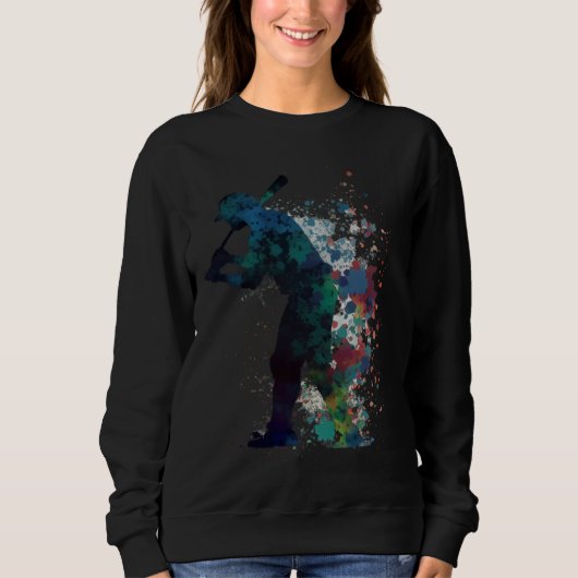 Baseball silhouette  player variegated colors desi sweatshirt (Vorderseite)