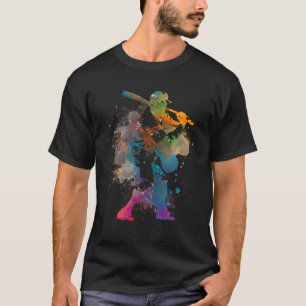 Baseball-Silhouette-Spieler farbenfroh Farben Base T-Shirt