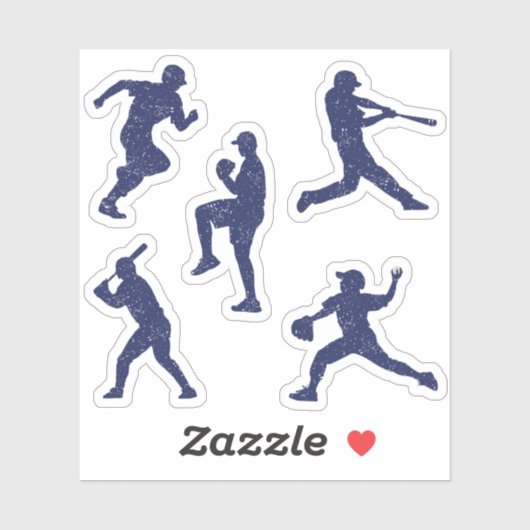 Baseball-Silhouetten - dunkelblau Aufkleber (Blatt)