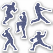 Baseball-Silhouetten - dunkelblau Aufkleber (Vorderseite)