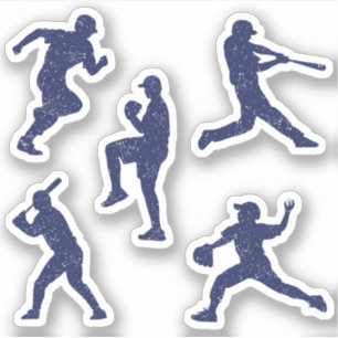 Baseball-Silhouetten - dunkelblau Aufkleber