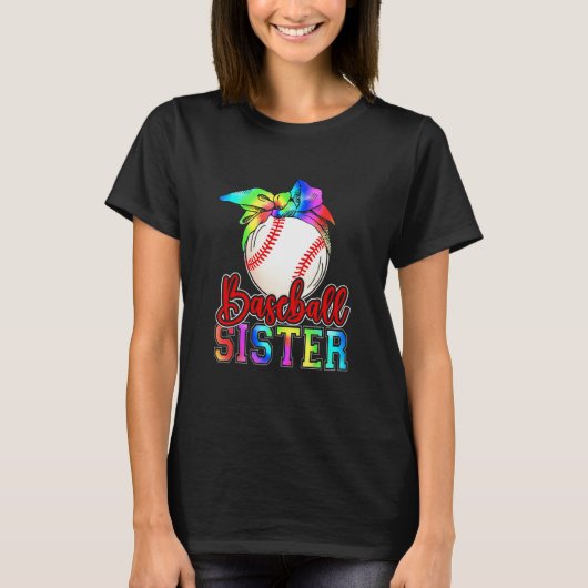 Baseball Sister Leopard Heart Mothers Day Girls Wo T-Shirt (Vorderseite)
