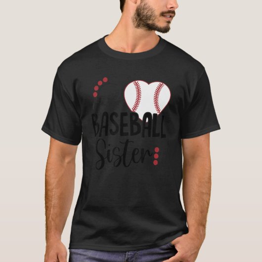 Baseball Sister Love Heart Baseball T-Shirt (Vorderseite)