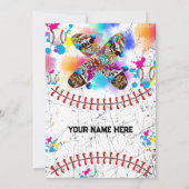 Baseball Skateboard Graffiti buntes Party Einladung (Rückseite)