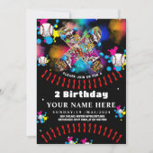 Baseball Skateboard Graffiti buntes Party Schwarz Einladung (Vorderseite)