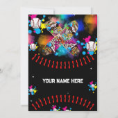 Baseball Skateboard Graffiti buntes Party Schwarz Einladung (Rückseite)