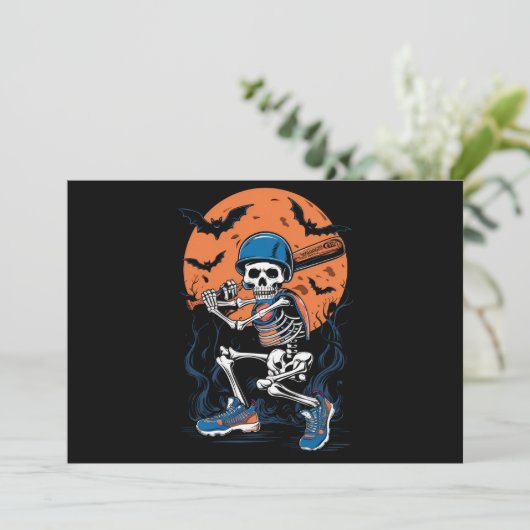 Baseball Skeleton Halloween Baseball Halloween Einladung (Stehend Vorderseite)