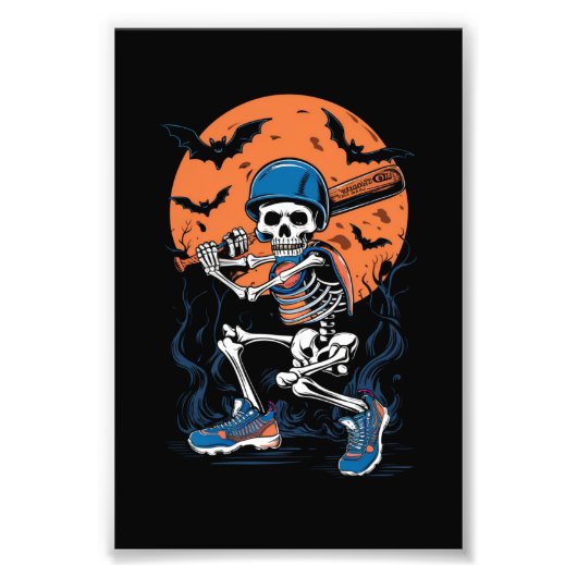 Baseball Skeleton Halloween Baseball Halloween Fotodruck (Vorne)